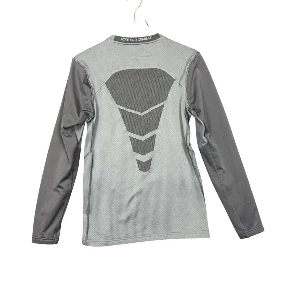 Nike Pro Combat Shirt Mens Small Grey Hyperwarm Shield Fitted Long Sleeve DriFit
